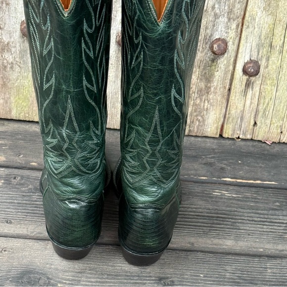 Vintage J.Chisholm for Thieves Market Green Exotic Leather Women's Cowboy Boots - Picture 4 of 10